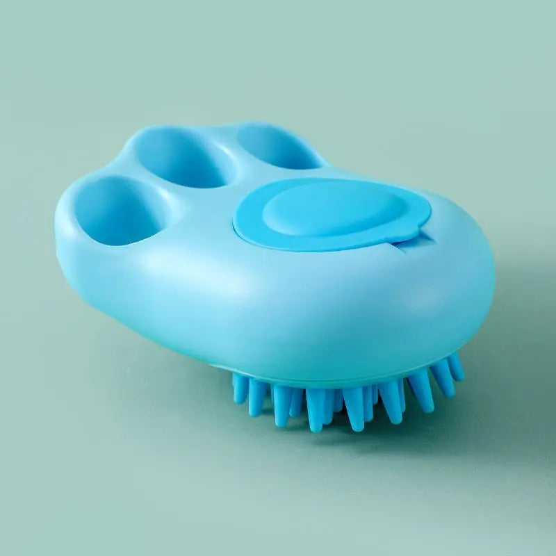 Blue cat claw bath brush for pet grooming.