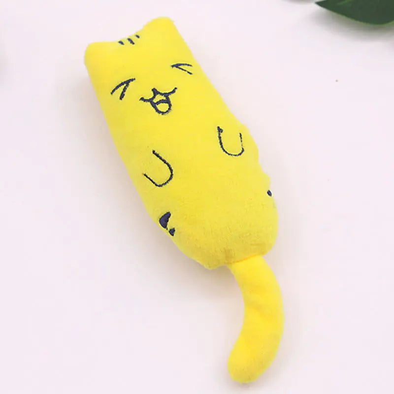 Pet cute plush catnip toy in yellow, crystal velvet, cat-friendly design.