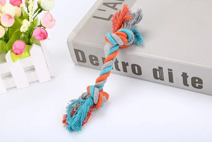 Colorful cotton rope pet toy with knotted design by Pethome.