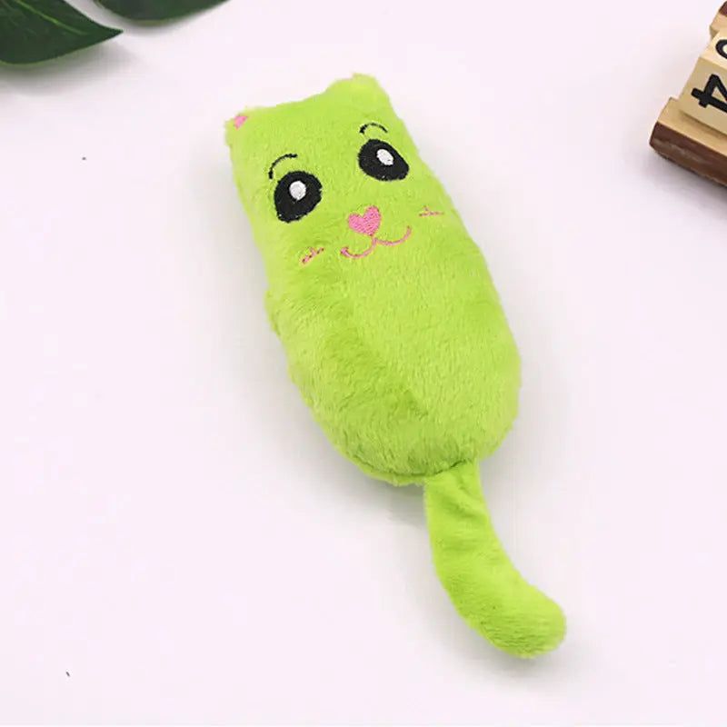 Pet cute plush catnip toy for cats with durable crystal velvet, green.