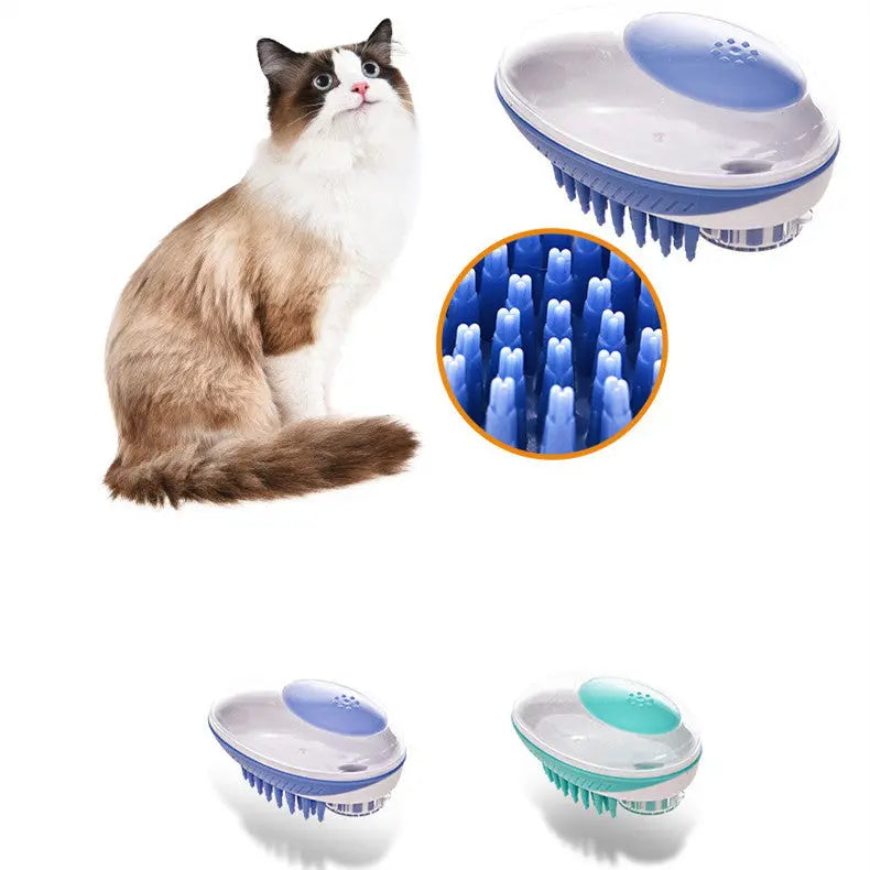 Pet Bath Brush with silicone bristles for cat and dog grooming.