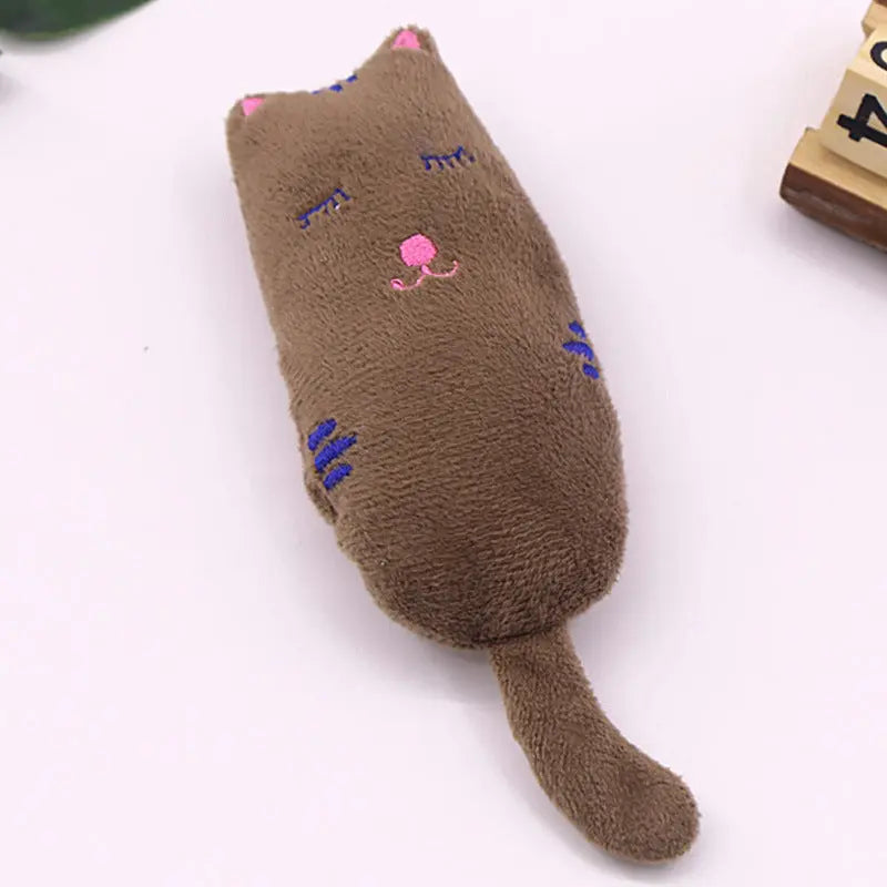 Cute plush catnip toy for cats, brown color, crystal velvet material.