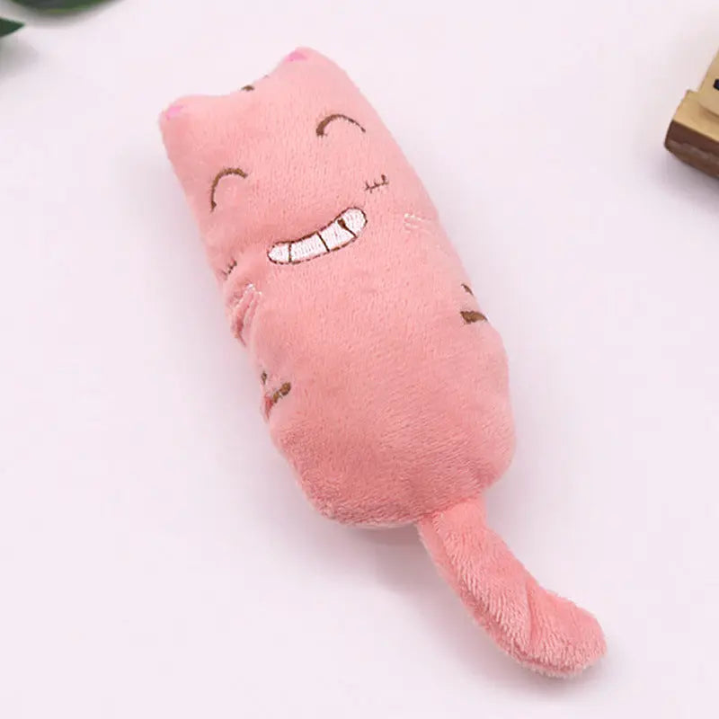 Pet cute plush catnip toy in soft pink crystal velvet for cats.