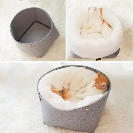 Cozy detachable pet bed with cat inside, suitable for up to 15 kg.