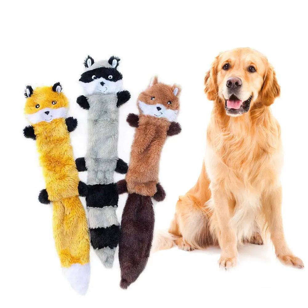 Plush pet dog toy with squeaking sounder for dogs and cats.