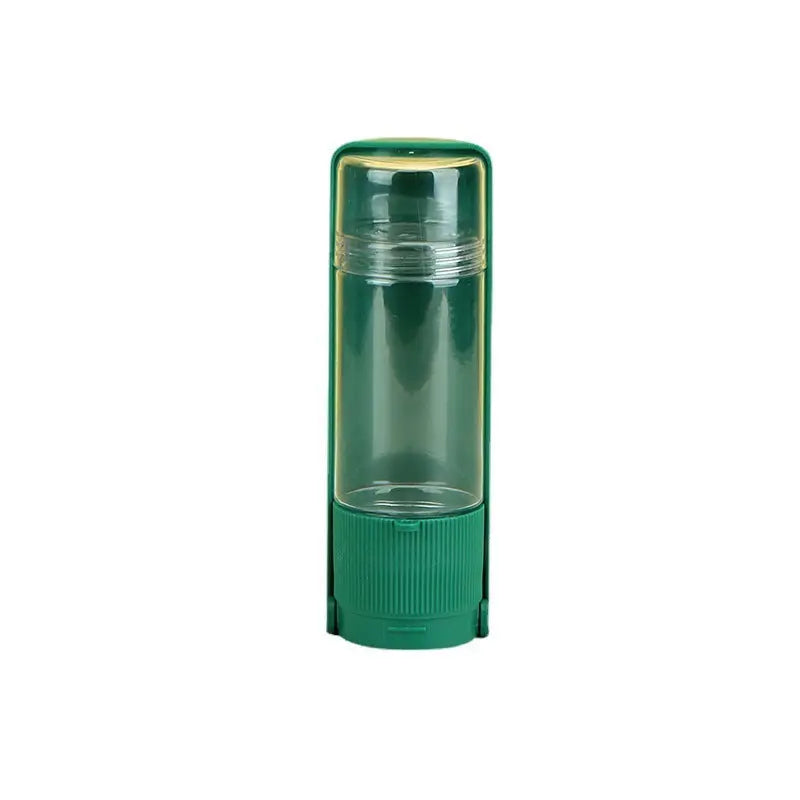 Portable pet water bottle with green HIPS material, ideal for outdoor dog hydration.