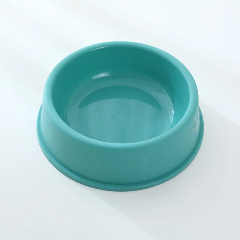 Pet bowl plastic frosted blue feeding dish for dogs and cats.