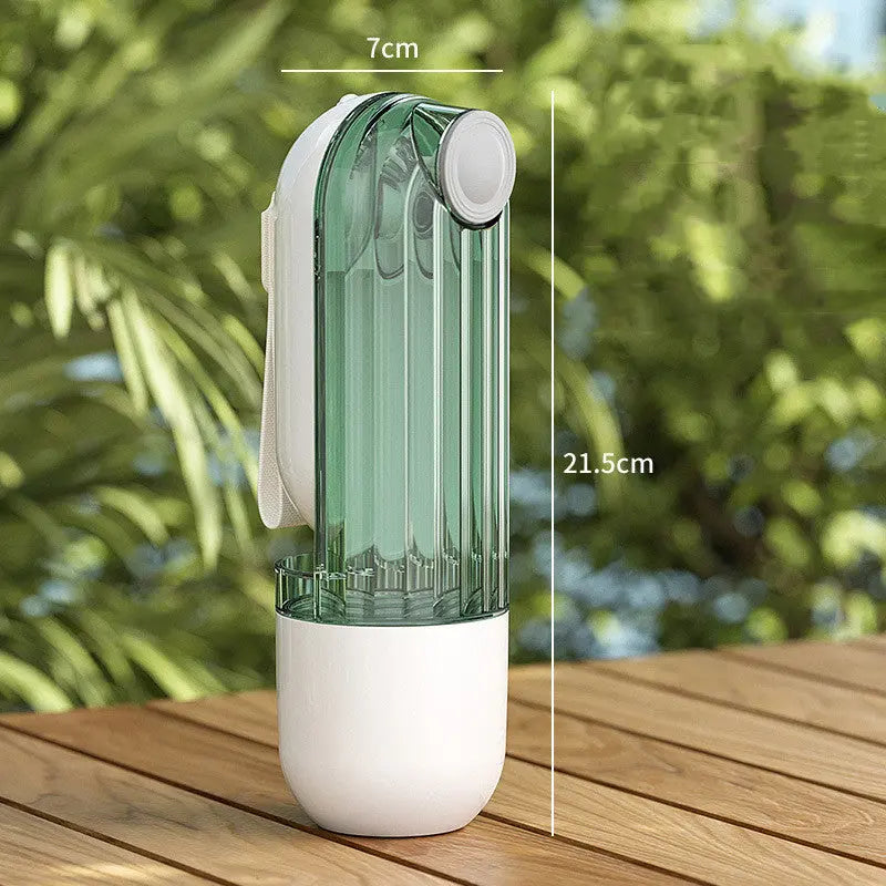 2 In 1 Pet Water Cup in green, portable and lightweight design for dog walking.