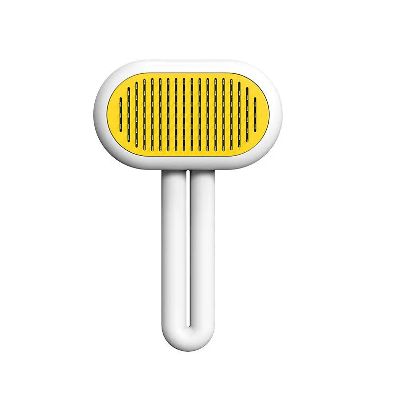 Cat brush with stainless steel pins and silicone tips for gentle pet grooming.