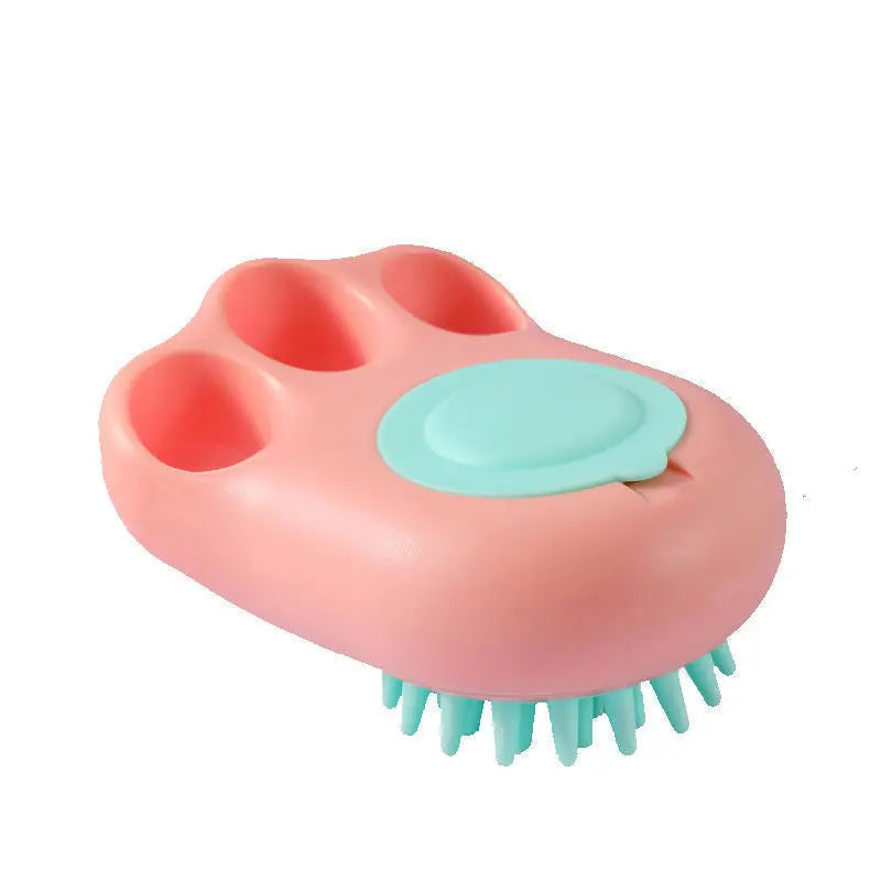 Cat Claw Bath Brush for grooming pets in pink and blue.