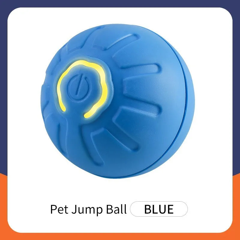 Smart dog toy ball in blue, electronic moving and bouncing pet toy for puppies and kittens.