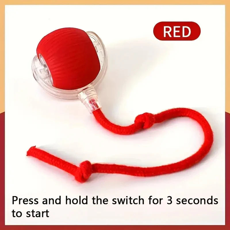 Smart dog toy ball in red, electronic interactive moving ball for pets.