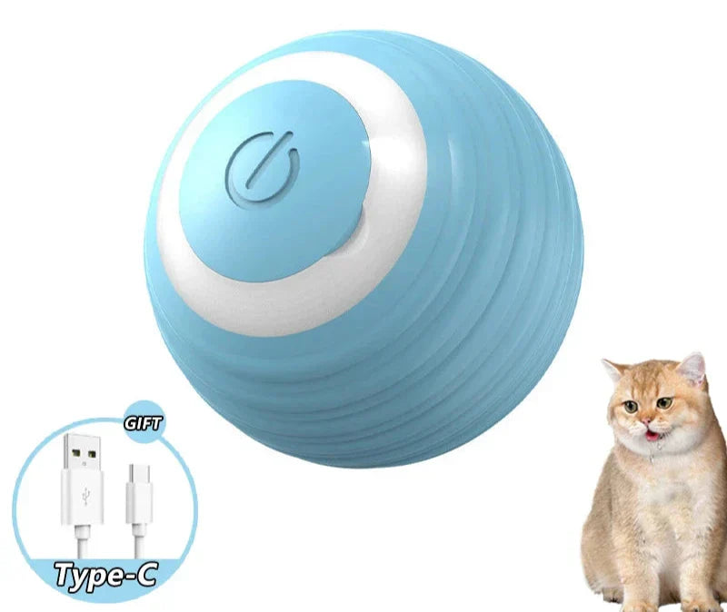 ZoomieRoller™ Smart Toy for Cats with Type-C Charging, Interactive Ball in Blue.