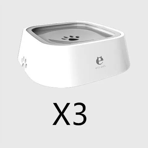 1.5L Cat Dog Water Bowl with Anti-Overflow Design, White, Pack of 3.