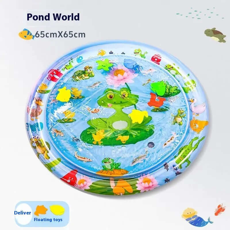 Summer Cooling Pet Water Bed in Pond World design with colorful aquatic graphics, 65cm size.