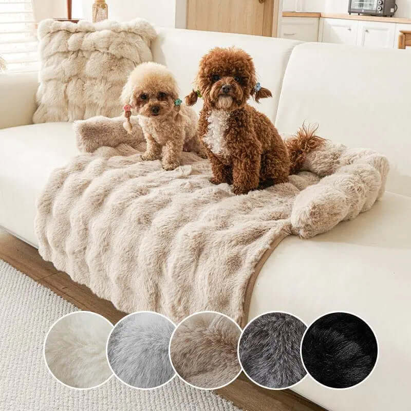 Thick plush dog mat for winter, non-slip, ideal for pet comfort.